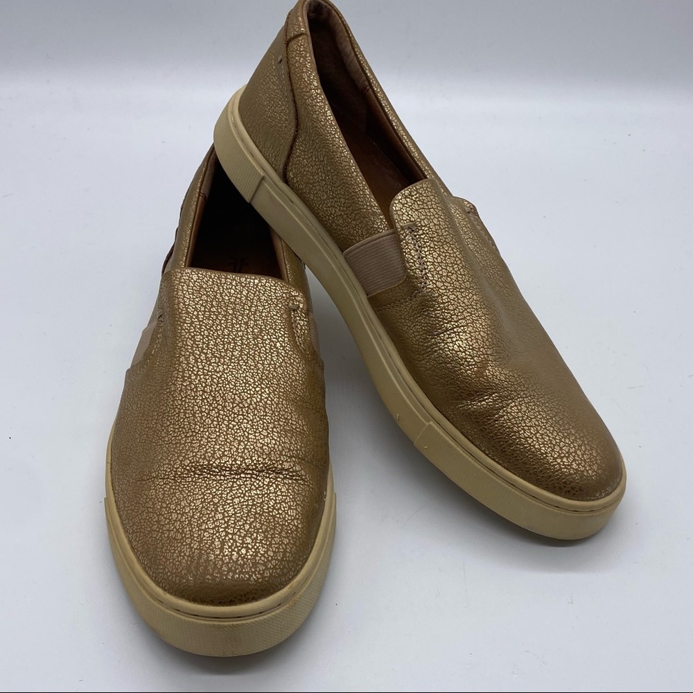 Frye Ivy Metallic Gold Slip on Sneakers 8.5